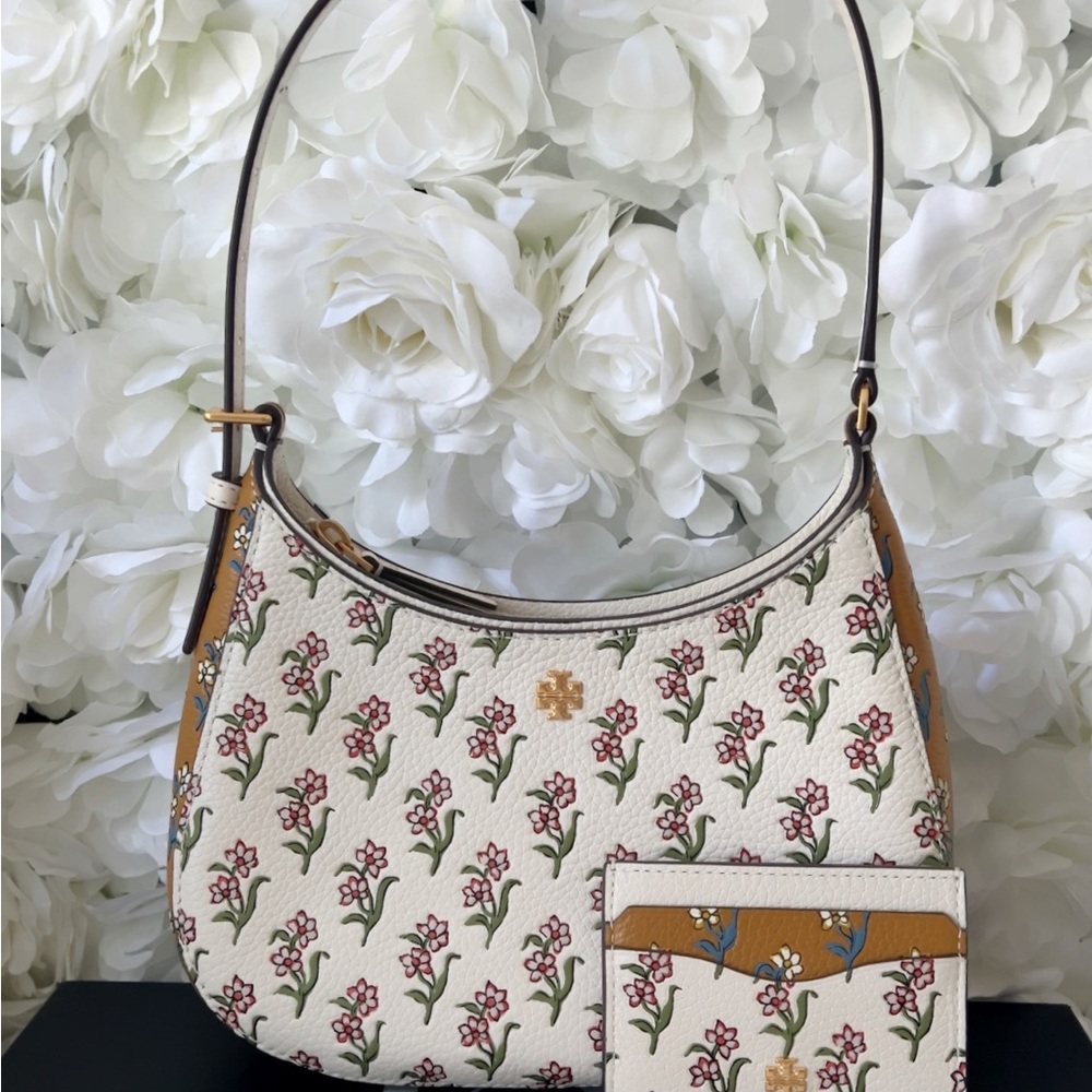 Tory Burch Emerson Mixed Ditsy Print / Zip Shoulder Bag